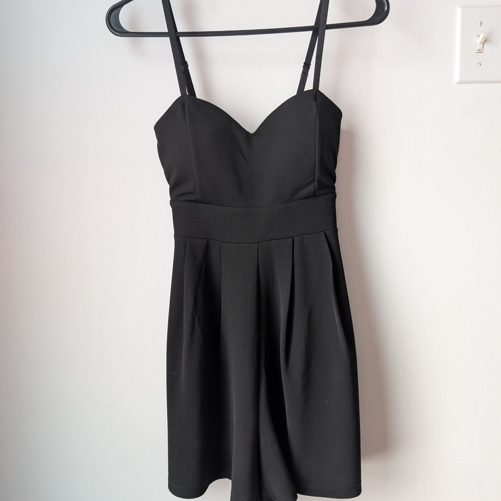 Only Black Spaghetti-Strap Romper with Sweetheart Neckline